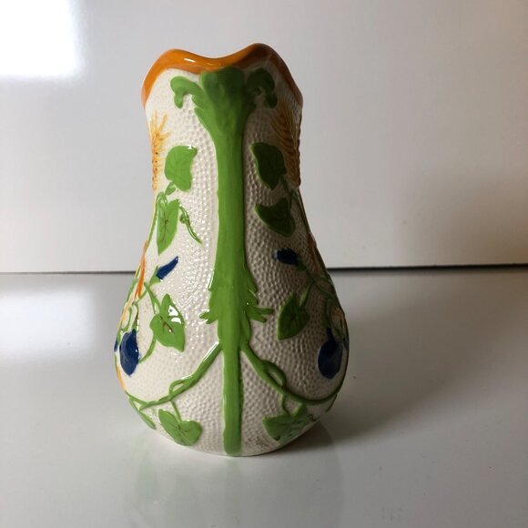 Hand Painted Ceramic Pitcher With Wheat Floral Design Vintage 6 in - Picture 4 of 7